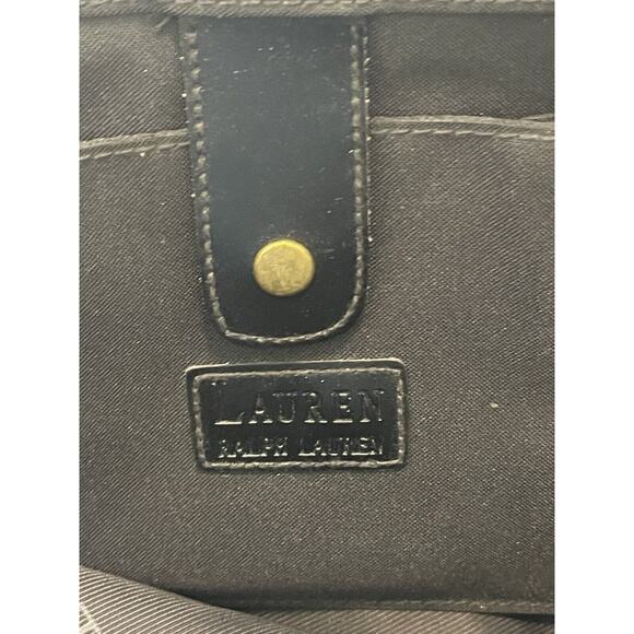 Lauren Ralph Lauren Black Tote Handbag Black Gold Embroidered Logo Lg Designer - Picture 6 of 11